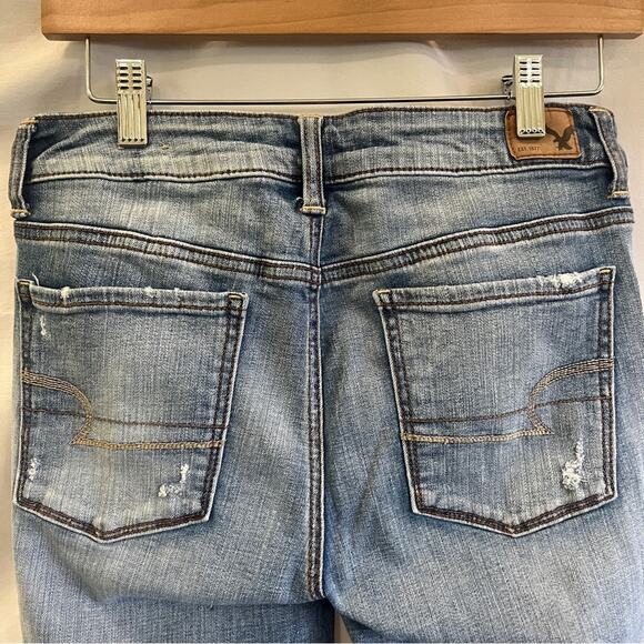 American Eagle Hi Rise Jegging Crop Super Stretch Denim Jeans Size 8 Med Wash - Picture 4 of 9